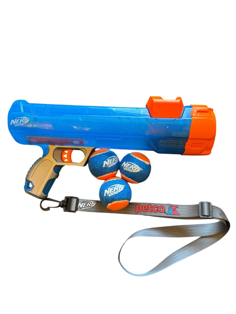 Nerf Dog Tennis Ball Launcher with 3 Balls and Strap